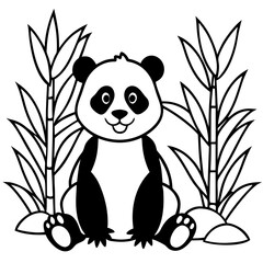 Panda with bamboo