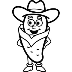 Cartoon fast food burrito cowboy