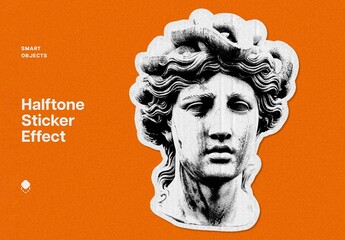 Halftone Sticker Effect Mockup