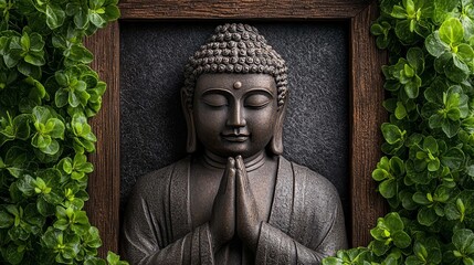 Buddha statue  with eyes closed
