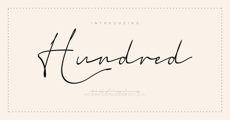 Hundred signature Font Calligraphy Logotype Script Brush Font Type Font lettering handwritten. vector illustration 
