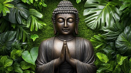 Buddha statue  with eyes closed