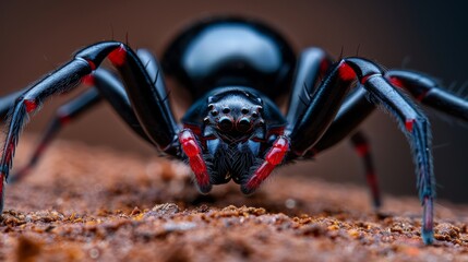 Black widow spider waiting for prey