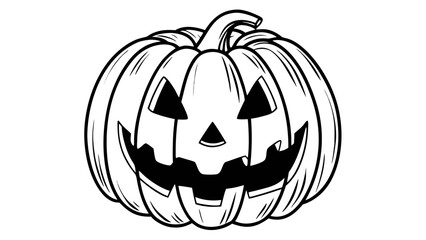 This vector illustration features a classic Halloween pumpkin carved into a glowing jack-o’-lantern, designed in a clean and modern style. The artwork showcases bold flat colors, smooth outlines, and 