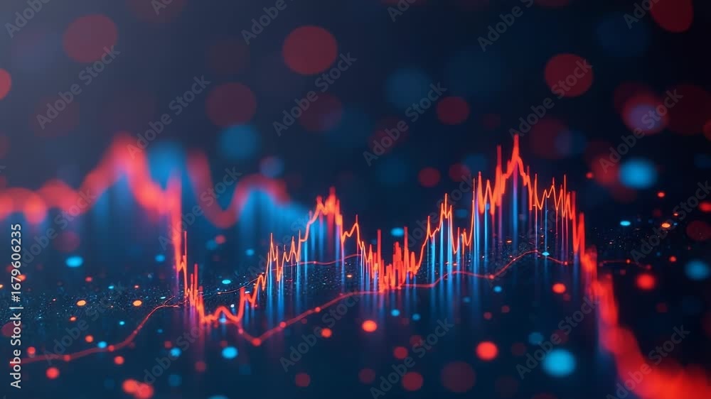 Poster a detailed view of a graph on a dark or black background, ideal for use in presentations, reports, a