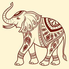 Obraz premium A whimsical cartoon elephant illustration depicts a wild baby mammal's silhouette in a large vector art drawing