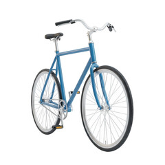 Fototapeta premium 3d rendering of a sleek blue bicycle with minimalist design and chromed details transparent background