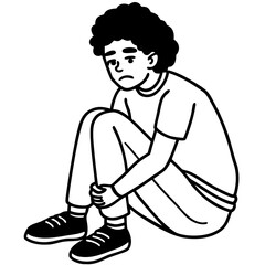 Young depressed man character