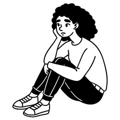 Young depressed  woman character