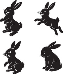 black and white silhouette of rabbit