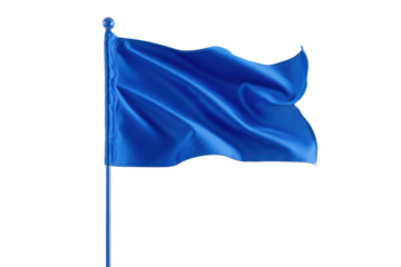 Blue Waving Flag on Transparent Background