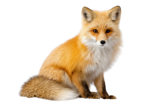 Sitting Red Fox on Transparent Background