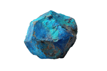 Raw Blue Azurite Mineral on Transparent Background