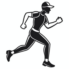 Athletic silhouette of a runner in motion wearing a baseball cap and athletic attire