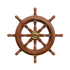 Intricate wood ship wheel object radiating nautical heritage and maritime tradition with a golden