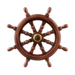 Intricate Wooden Ship Wheel Against a Stark Void Representing Navigation and Control Emblem