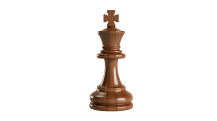 Elegant wooden chess king piece standing tall for game strategy