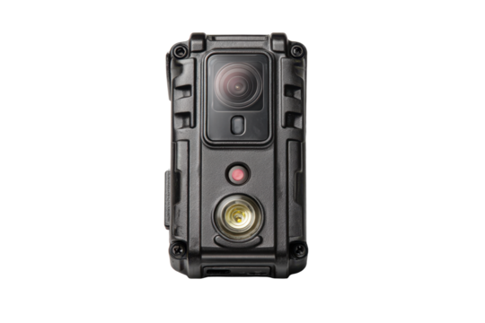 Compact Body-Worn Camera on Transparent Background