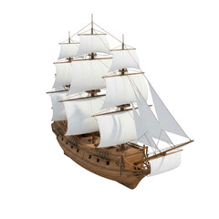 Majestic 3d tall ship model with billowing sails ready for historical maritime adventure and exploration transparent background