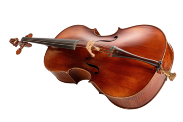 Studio-Lit Cello Body and Parts on Transparent Background