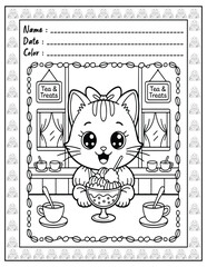 Bold and Easy Cozy Nooks Coloring Book for Adults and Kid. High resolution (300 DPI), Ready to print on standard 8.5x11-(A4) inch paper With (No Bleed), Black and White. Vector illustration