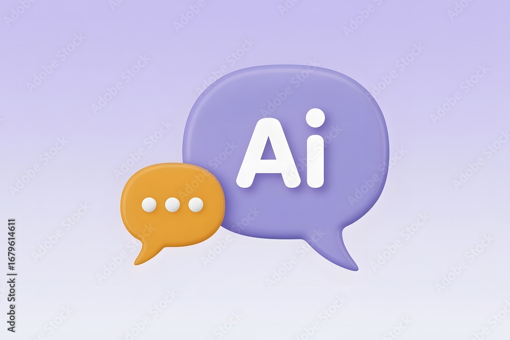 Aufkleber conceptual 3d illustration representing artificial intelligence communication through chat bubbles w