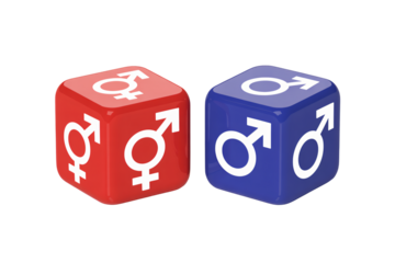Gender symbols on dice representing diversity and gender identity