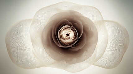 Elegant rose, crafted from fabric, centered, soft light, layered petals