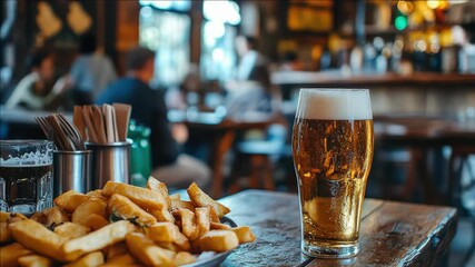 French fries and beer - Powered by Adobe
