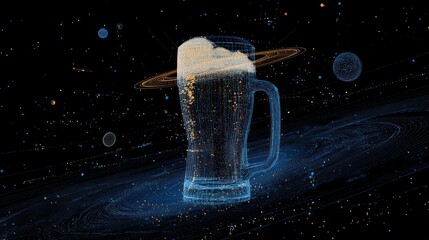 Digital beer mug in space