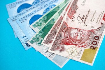 Nigerian naira money bills in big amount. Finance and banking concept