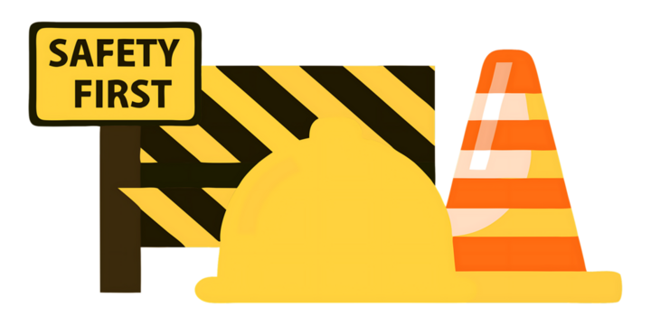 safety first sign engineer helmet safety isolated on white background, png, ai generated.