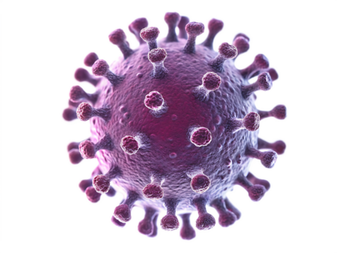 microscopic view of a virus particle a detailed isolated on white background, png, ai generated.