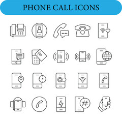 Collection of modern phone call and communication icons
