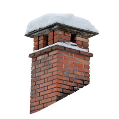 Old brick chimney isolated on a transparent background
