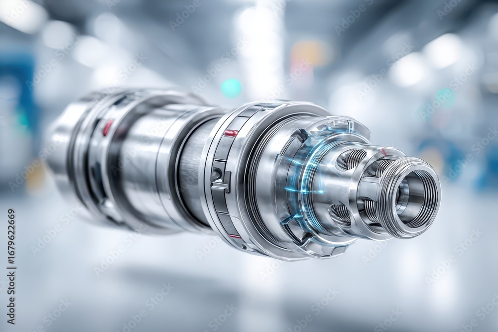 Poster advanced industrial machine part showcasing precision engineering and technology