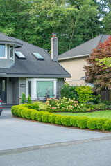 Fragment of luxury house in summer with green trees and nice landscape in Vancouver, Canada, North...