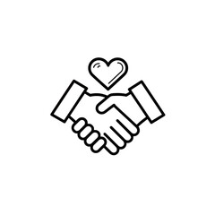 Obraz premium Symbolizing partnership, trust, and mutual support with a heartfelt handshake and a caring heart above