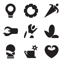 Set Creative icon. Vector black silhouette. with white background