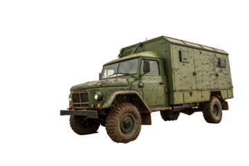 Green military truck with a muddy exterior OM AI generated by PNG military, transportation, car, day, truck, automobile, automotive, vehicle, dirty, equipment, green, outdoors, road, exterior, army, a