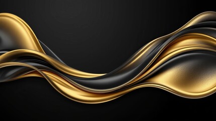 luxurious gold and black abstract wave on dark background
