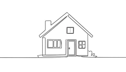 Fototapeta premium Simple single-line drawing of a house. A cozy home