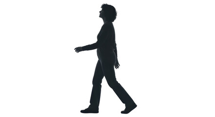 Isolated Walking Woman Silhouette