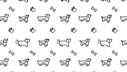 Obraz premium Playful Puppy Pattern Black and White Doodle Style Background for Fabric Design and Pet Product Packaging a Whimsical Canine Celebration