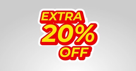 Extra 20 Percent Off Sale animation background for marketing - Powered by Adobe