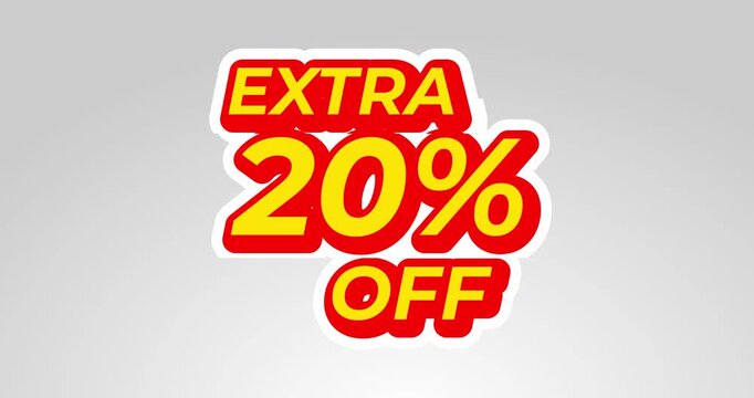 Extra 20 Percent Off Sale animation background for marketing