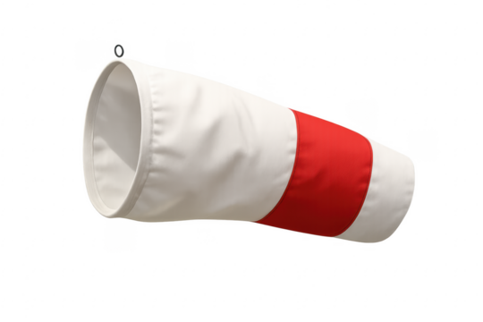 Windsock inflated by wind on transparent background