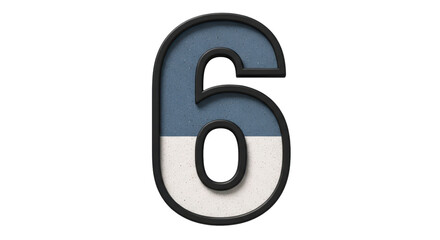 Isolated Number Six with Textured Surface