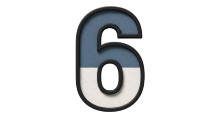 Isolated Number Six with Textured Surface