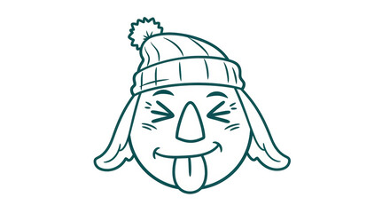 Isolated Cartoon Dog Emoji with Hat